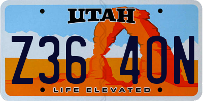 UT license plate Z364ON