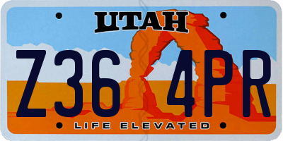 UT license plate Z364PR