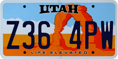 UT license plate Z364PW