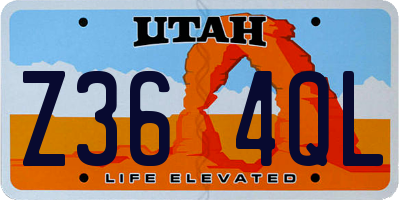 UT license plate Z364QL