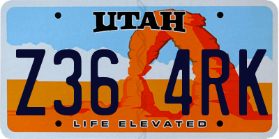 UT license plate Z364RK