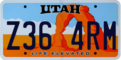 UT license plate Z364RM