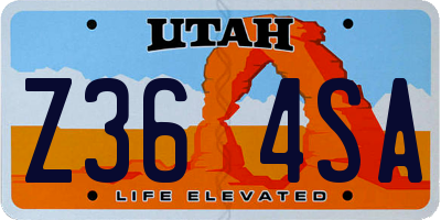 UT license plate Z364SA