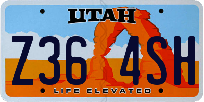 UT license plate Z364SH