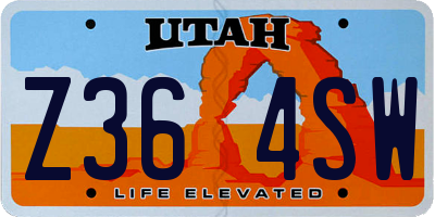 UT license plate Z364SW