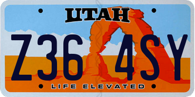 UT license plate Z364SY