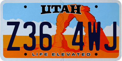 UT license plate Z364WJ
