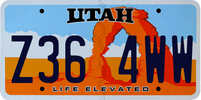 UT license plate Z364WW
