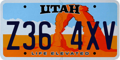 UT license plate Z364XV