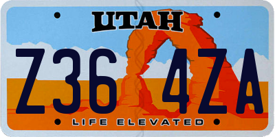UT license plate Z364ZA