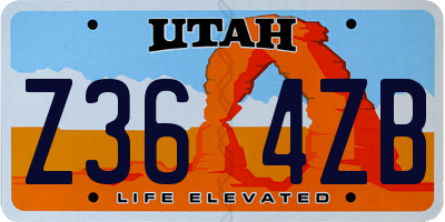 UT license plate Z364ZB