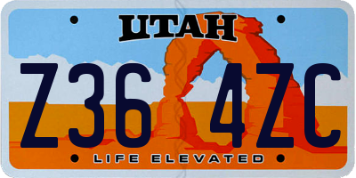 UT license plate Z364ZC