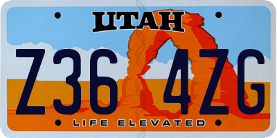UT license plate Z364ZG