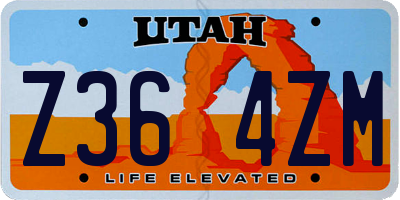 UT license plate Z364ZM
