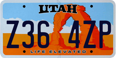 UT license plate Z364ZP