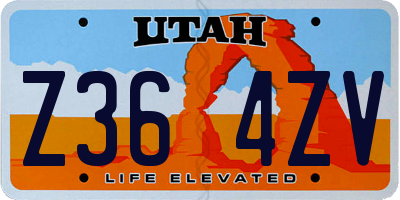 UT license plate Z364ZV