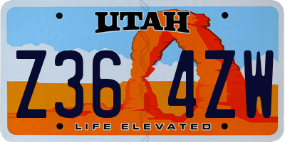 UT license plate Z364ZW