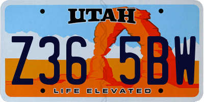 UT license plate Z365BW