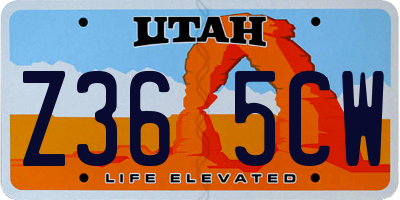 UT license plate Z365CW