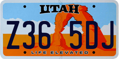 UT license plate Z365DJ