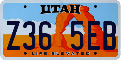 UT license plate Z365EB