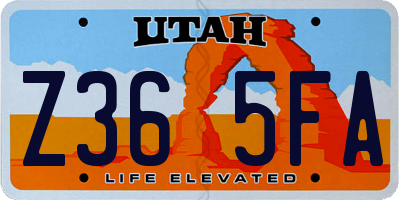 UT license plate Z365FA
