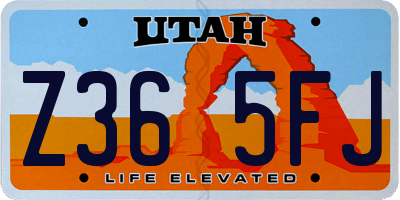 UT license plate Z365FJ
