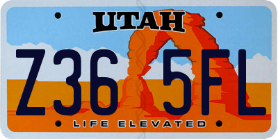 UT license plate Z365FL