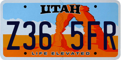 UT license plate Z365FR