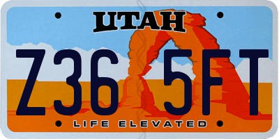 UT license plate Z365FT