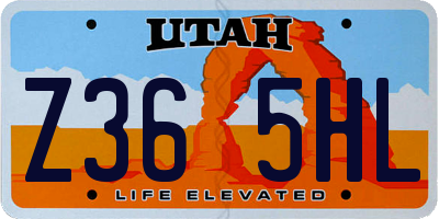 UT license plate Z365HL