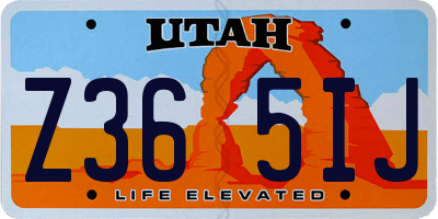 UT license plate Z365IJ