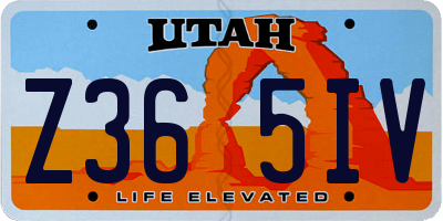 UT license plate Z365IV