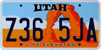 UT license plate Z365JA