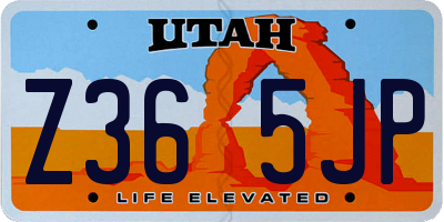 UT license plate Z365JP