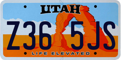UT license plate Z365JS