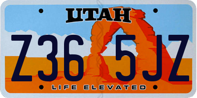 UT license plate Z365JZ