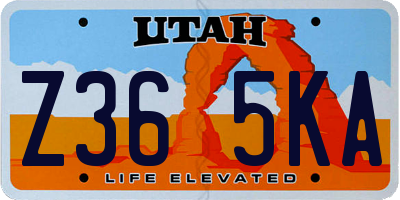 UT license plate Z365KA