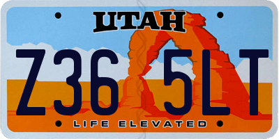 UT license plate Z365LT
