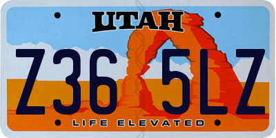 UT license plate Z365LZ