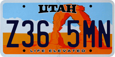 UT license plate Z365MN