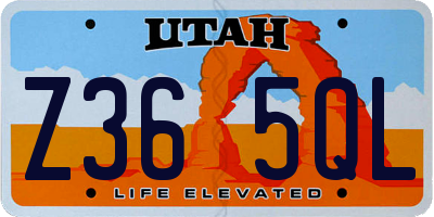 UT license plate Z365QL