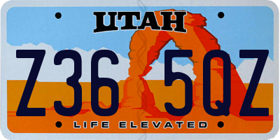 UT license plate Z365QZ