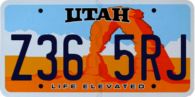 UT license plate Z365RJ