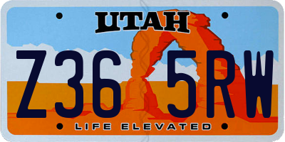 UT license plate Z365RW