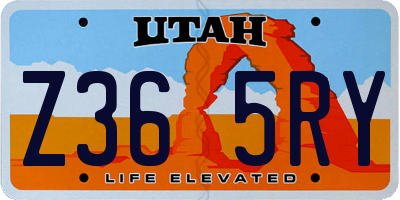 UT license plate Z365RY