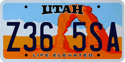 UT license plate Z365SA