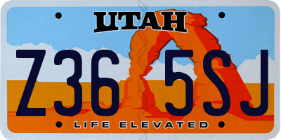 UT license plate Z365SJ