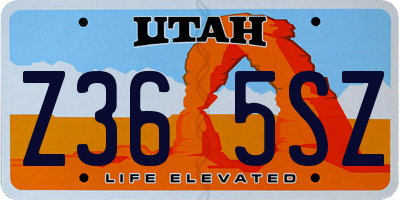 UT license plate Z365SZ