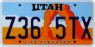 UT license plate Z365TX